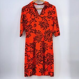 J.McLaughlin Catalina Orange Scroll Shift Dress Preppy Resort Coastal Women's M